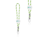 Porta-chaves alongado tipo lanyard que é ajustável e possui mosquetão cor verde-claro