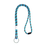 Lanyard tubular listado de terileno com ajuste e presilha cor turquesa