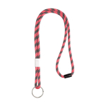 Lanyard tubular listado de terileno com ajuste e presilha cor rosa fluorescente