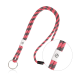 Lanyard tubular listado de terileno com ajuste e presilha cor rosa fluorescente