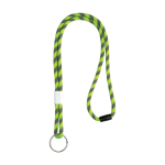 Lanyard tubular listado de terileno com ajuste e presilha cor verde fluorescente