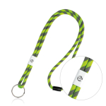 Lanyard tubular listado de terileno com ajuste e presilha cor verde fluorescente