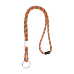 Lanyard tubular listado de terileno com ajuste e presilha cor cor-de-laranja fluorescente