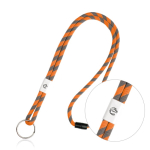 Lanyard tubular listado de terileno com ajuste e presilha cor cor-de-laranja fluorescente