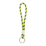 Porta-chaves tipo lanyard ajustável com anilha metálica cor verde fluorescente