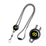 Lanyard tubular ajustável com fecho de segurança no pescoço cor branco