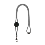 Lanyard tubular ajustável com fecho de segurança no pescoço cor branco