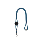 Lanyard tubular ajustável com fecho de segurança no pescoço cor azul-claro