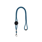 Lanyard tubular ajustável com fecho de segurança no pescoço cor azul-claro