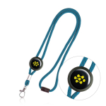 Lanyard tubular ajustável com fecho de segurança no pescoço cor azul-claro