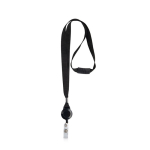 Lanyard de poliéster com porta credencial extensível bloqueador cor preto