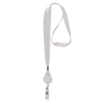 Lanyard de poliéster com porta credencial extensível bloqueador cor branco