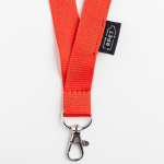 Lanyard de RPET com fecho de segurança e mosquetão metálico 3cm cor vermelho