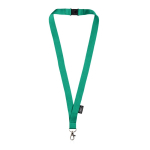 Lanyard de RPET com fecho de segurança e mosquetão metálico 3cm cor verde