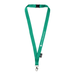 Lanyard de RPET com fecho de segurança e mosquetão metálico 3cm cor verde