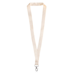 Lanyard clássico na cor natural de algodão orgânico 2cm cor bege