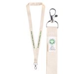 Lanyard clássico na cor natural de algodão orgânico 2cm