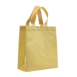 Saco de non-woven brilhante com purpurina e alças 130 g/m2 cor dourado