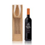 Saco de juta com acabamento laminado para garrafas de vinho 750 ml cor bege