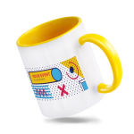 Caneca de cerâmica em várias opções bicolor de 325ml cor amarelo