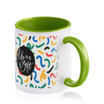 Caneca de cerâmica em várias opções bicolor de 325ml cor verde-claro