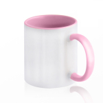 Caneca de cerâmica em várias opções bicolor de 325ml cor cor-de-rosa claro