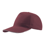 Boné de algodão leve com pala de contraste de cor 160 g/m2 cor bordeaux