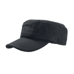 Boné de algodão de estilo militar com fecho de velcro 235 g/m2 cor preto