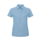 Polo de algodão piqué para mulher de manga curta 180 g/m2 B&C cor azul-claro