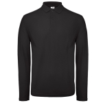 Polo de algodão de manga comprida para homem 180 g/m2 B&C cor preto