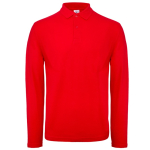 Polo de algodão de manga comprida para homem 180 g/m2 B&C cor vermelho