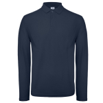 Polo de algodão de manga comprida para homem 180 g/m2 B&C cor azul-marinho