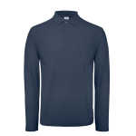 Polo de algodão de manga comprida para homem 180 g/m2 B&C cor azul-marinho