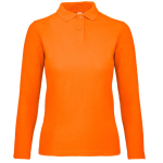 Polo básico de algodão de manga comprida para mulher 180 g/m2 B&C cor cor-de-laranja