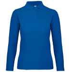 Polo básico de algodão de manga comprida para mulher 180 g/m2 B&C cor azul real