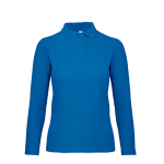 Polo básico de algodão de manga comprida para mulher 180 g/m2 B&C cor azul real