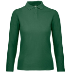 Polo básico de algodão de manga comprida para mulher 180 g/m2 B&C cor verde-escuro