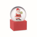 Bola de cristal pequena com Pai Natal e base de poliresina cor vermelho