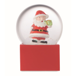 Bola de cristal pequena com Pai Natal e base de poliresina cor vermelho terceira vista