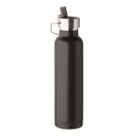 Garrafa térmica aço inoxidável reciclado palhinha asa 660ml cor preto