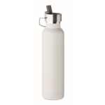 Garrafa térmica aço inoxidável reciclado palhinha asa 660ml cor branco