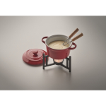 Conjunto pequeno de fondue para 2 de cerâmica com 2 garfos 300ml cor vermelho vista fotografia quarta vista