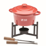 Conjunto pequeno de fondue para 2 de cerâmica com 2 garfos 300ml cor vermelho vista principal