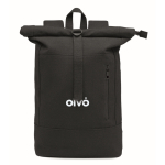 Mochila roll-top para portátil de algodão reciclado 15'' cor preto vista principal terceira vista