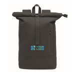 Mochila roll-top para portátil de algodão reciclado 15'' cor preto vista principal