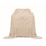 Mochila de cordas cor natural algodão reciclado e RPET 140g/m2 cor bege