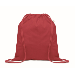 Mochila de cordas de algodão reciclado e RPET 140g/m2 cor vermelho