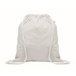 Mochila de cordas de algodão reciclado e RPET 140g/m2 cor branco