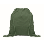 Mochila de cordas de algodão reciclado e RPET 140g/m2 cor verde-escuro