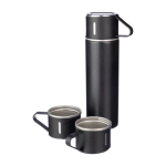 Termo de parede dupla em aço inoxidável 420ml com 2 chávenas de 150ml cor preto terceira vista